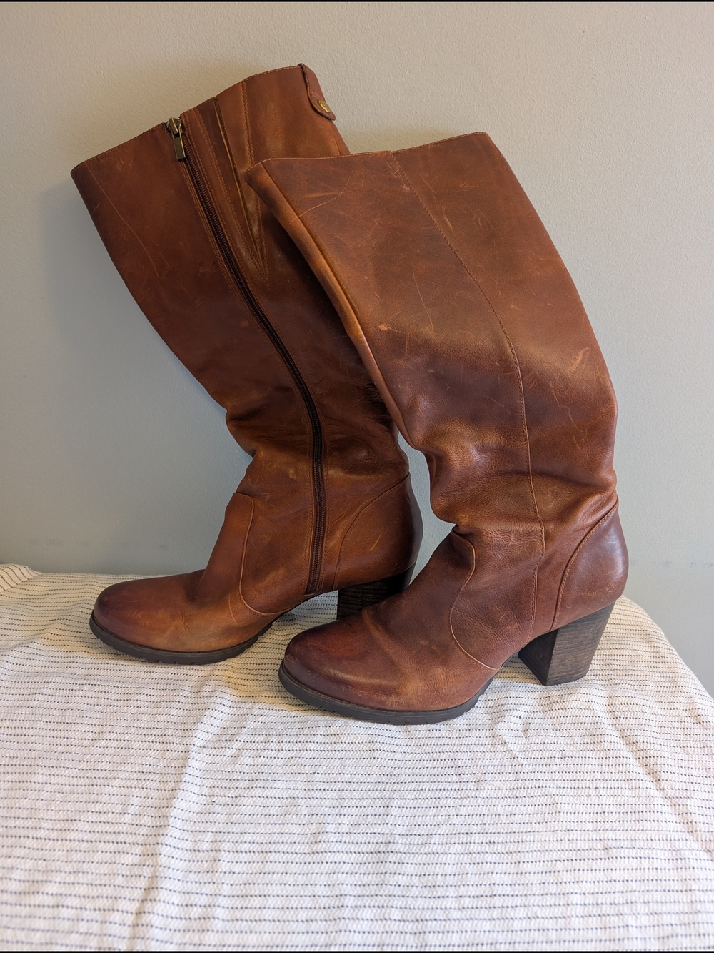 Clarks Brown Leather Knee-High Heeled Boots